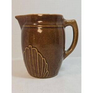 VIntage Monmouth Western Stoneware Small BrownGlaze Pottery Pitcher Jug 6"